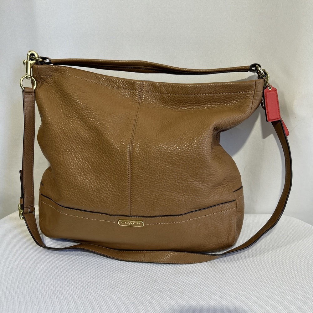 COACH #F23293 Pebble Brown Leather Hobo 2Way Shoulder/Hand Bag